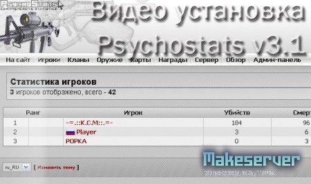 Видео по установки Psychostats v 3.1